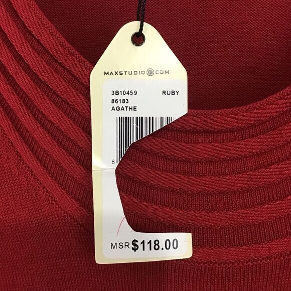 Sophie Max Ruby Red Sweater‎ Dress XL Cotton Blend Long Sleeve - Picture 9 of 11